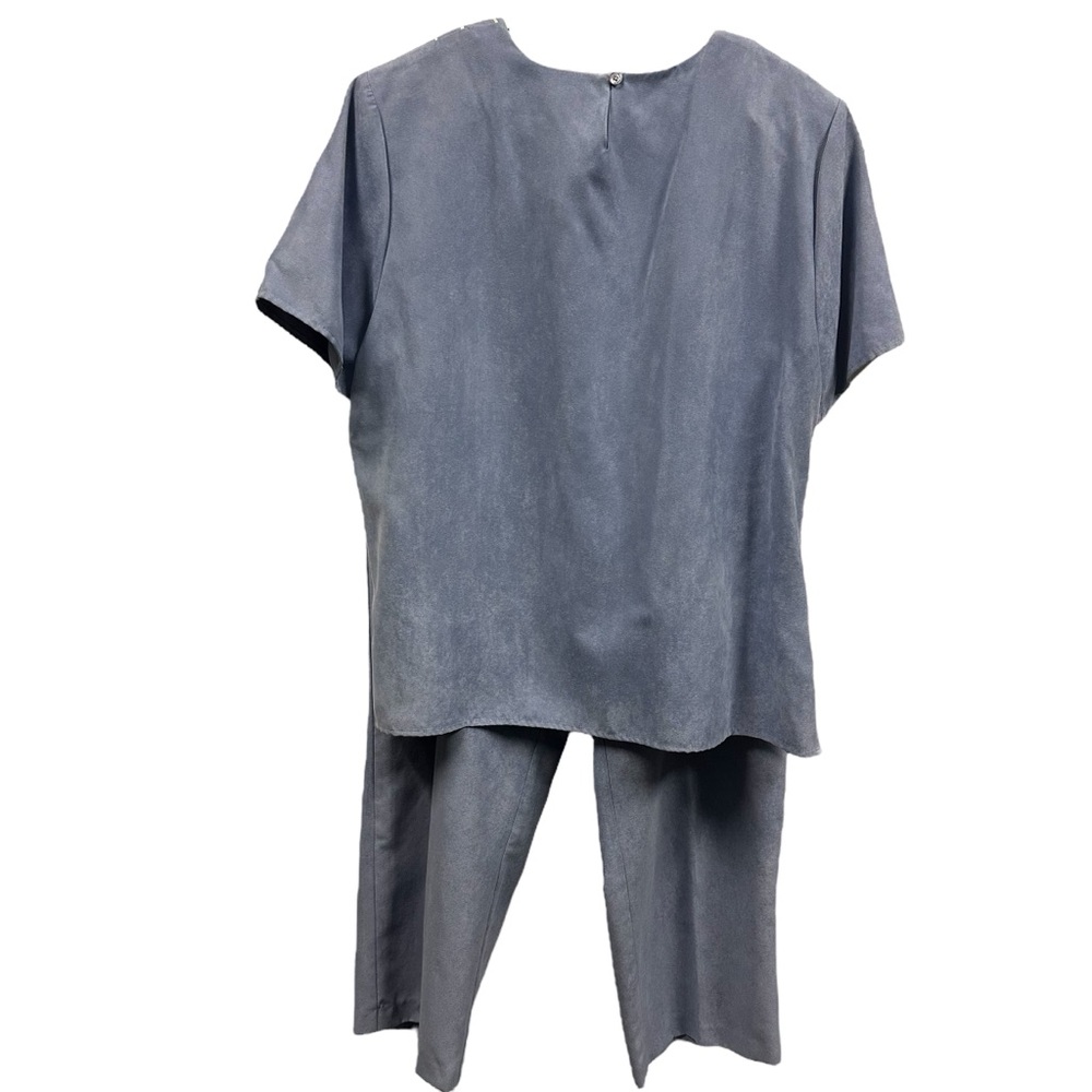 3 Piece Set Maggie Sweet Blue Sueded Pantsuit Pant Top and Blazer Womens 1X - Picture 5 of 16